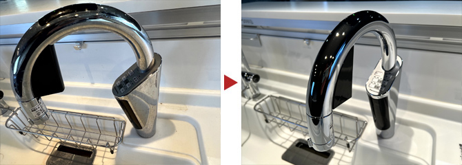 キッチンの水栓クリーニング例