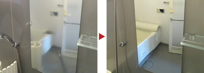 浴室鏡クリーニング例　（さいたま市中央区上落合）