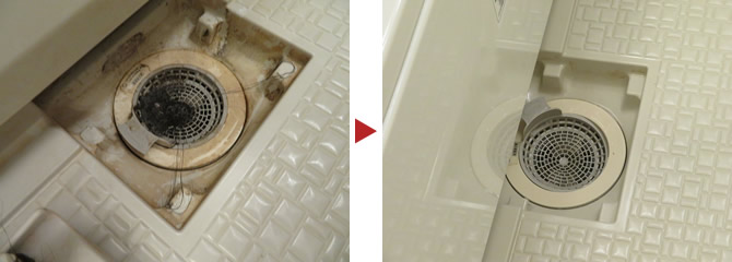 浴室排水溝のクリーニング例（松伏町田島）