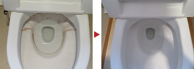 トイレ便器内のクリーニング例(鴻巣市三ツ木)