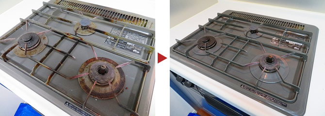 ガスコンロのクリーニング例