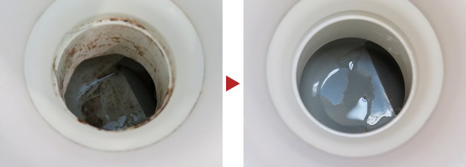 洗面台排水口のクリーニング例
