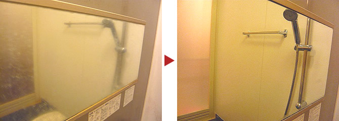 浴室鏡のクリーニング例