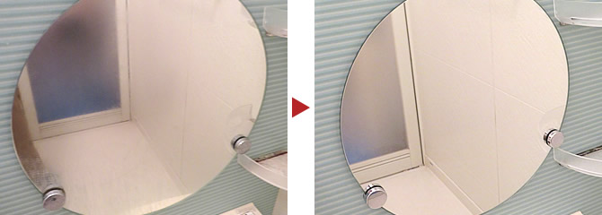 浴室鏡のクリーニング例