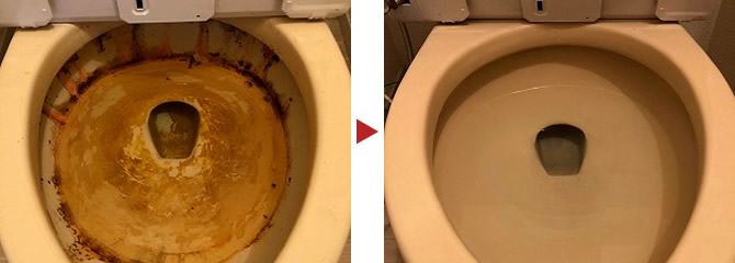 トイレ便器内のクリーニング例