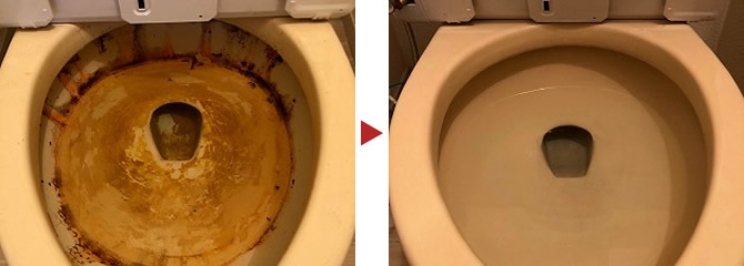 トイレ便器内のクリーニング例 トイレ便器内のクリーニング例
