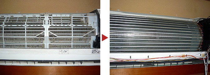 パナソニックお掃除機能付きエアコンのクリーニング例