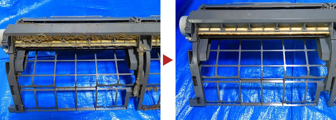 シャープお掃除機能付きエアコンのクリーニング例