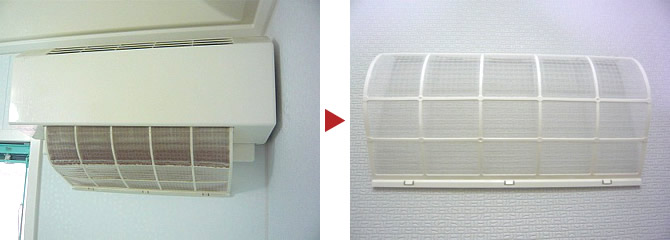 後付浴室暖房乾燥機フィルター クリーニング例