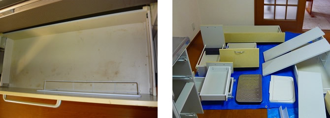 キッチン収納棚のクリーニング例