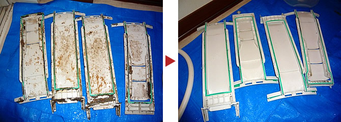 洗濯槽付属のパーツ類　クリーニング例