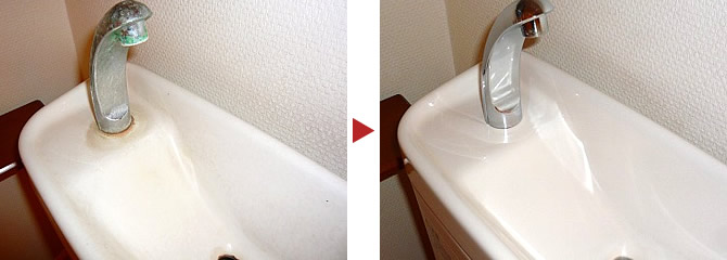 埼玉県さいたま市のトイレ手洗いクリーニング作業例