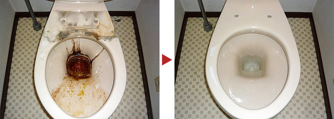 洋式トイレ便器　クリーニング例写真